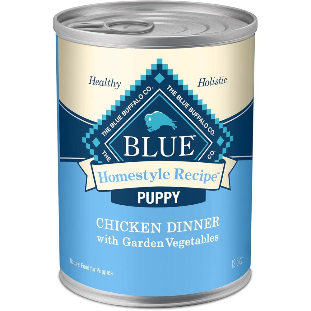 imageBlue Buffalo Homestyle Recipe Puppy Wet Dog Food Made with Natural Ingredients Chicken Dinner with Garden Vegetables amp Brown Rice 125oz Cans 12 CountWet Dog Food
