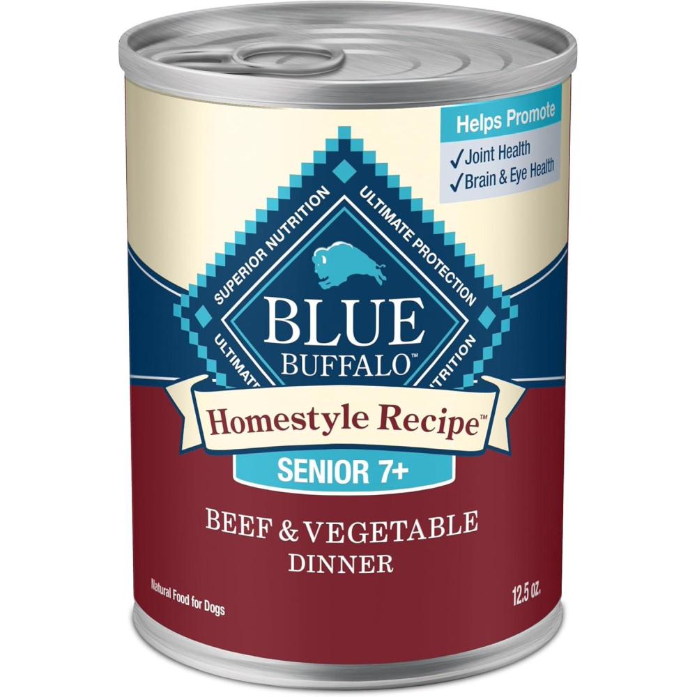 imageBlue Buffalo Homestyle Recipe Senior Wet Dog Food Made with Natural Ingredients Chicken Dinner with Garden Vegetables 125oz Cans 12 CountBeef
