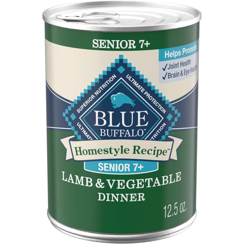 imageBlue Buffalo Homestyle Recipe Senior Wet Dog Food Made with Natural Ingredients Chicken Dinner with Garden Vegetables 125oz Cans 12 CountLamb