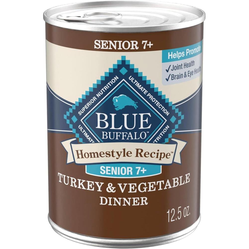 imageBlue Buffalo Homestyle Recipe Senior Wet Dog Food Made with Natural Ingredients Chicken Dinner with Garden Vegetables 125oz Cans 12 CountTurkey