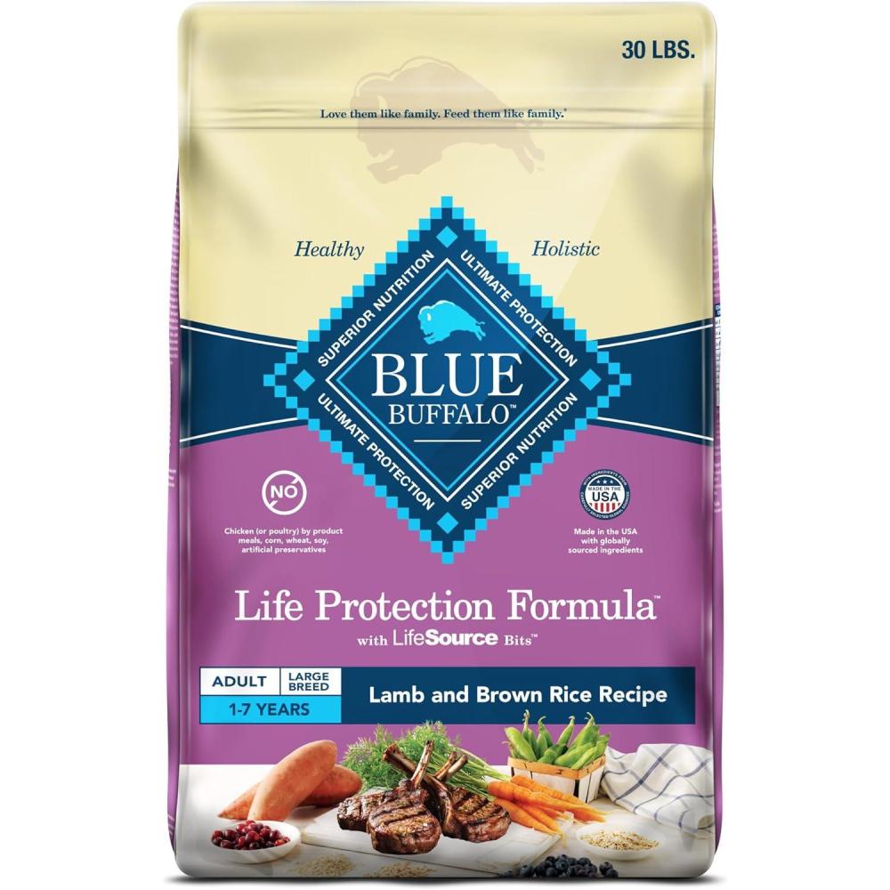 imageBlue Buffalo Life Protection Formula Large Breed Adult Dry Dog Food Promotes Joint Health and Lean Muscles Made with Natural Ingredients Lamb amp Brown Rice Recipe 34lb BagLamb  Brown Rice