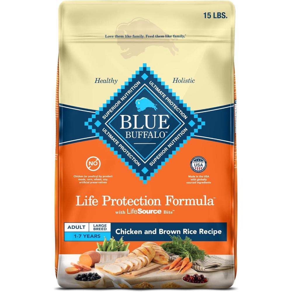 imageBlue Buffalo Life Protection Formula Large Breed Adult Dry Dog Food Promotes Joint Health and Lean Muscles Made with Natural Ingredients Lamb amp Brown Rice Recipe 34lb BagChicken Brown Rice