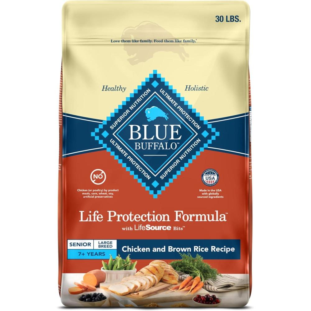 imageBlue Buffalo Life Protection Formula Large Breed Senior Dry Dog Food Promotes Joint Health and Immunity Made with Natural Ingredients Chicken amp Brown Rice Recipe 34lb BagChicken Brown Rice