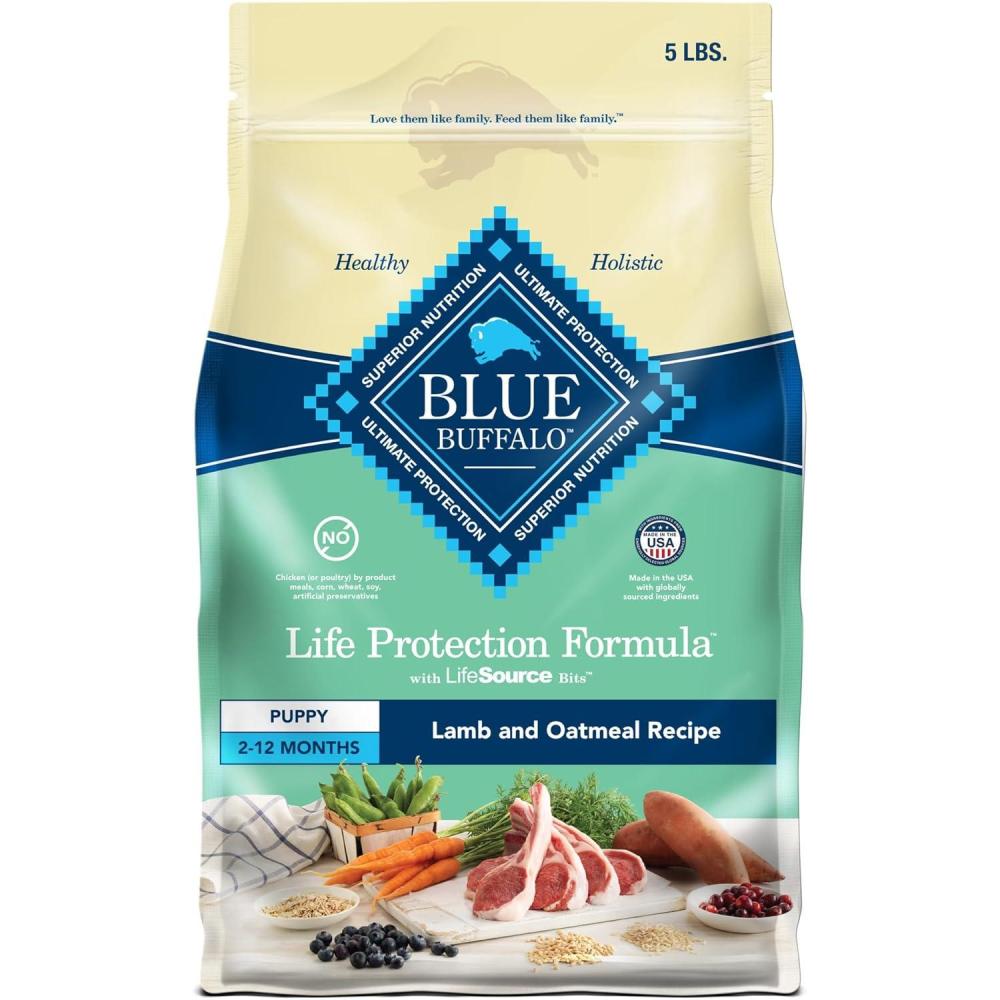 imageBlue Buffalo Life Protection Formula Puppy Dry Dog Food with DHA and ARA Made with Natural Ingredients Lamb amp Oatmeal Recipe 5lb BagLamb Oatmeal