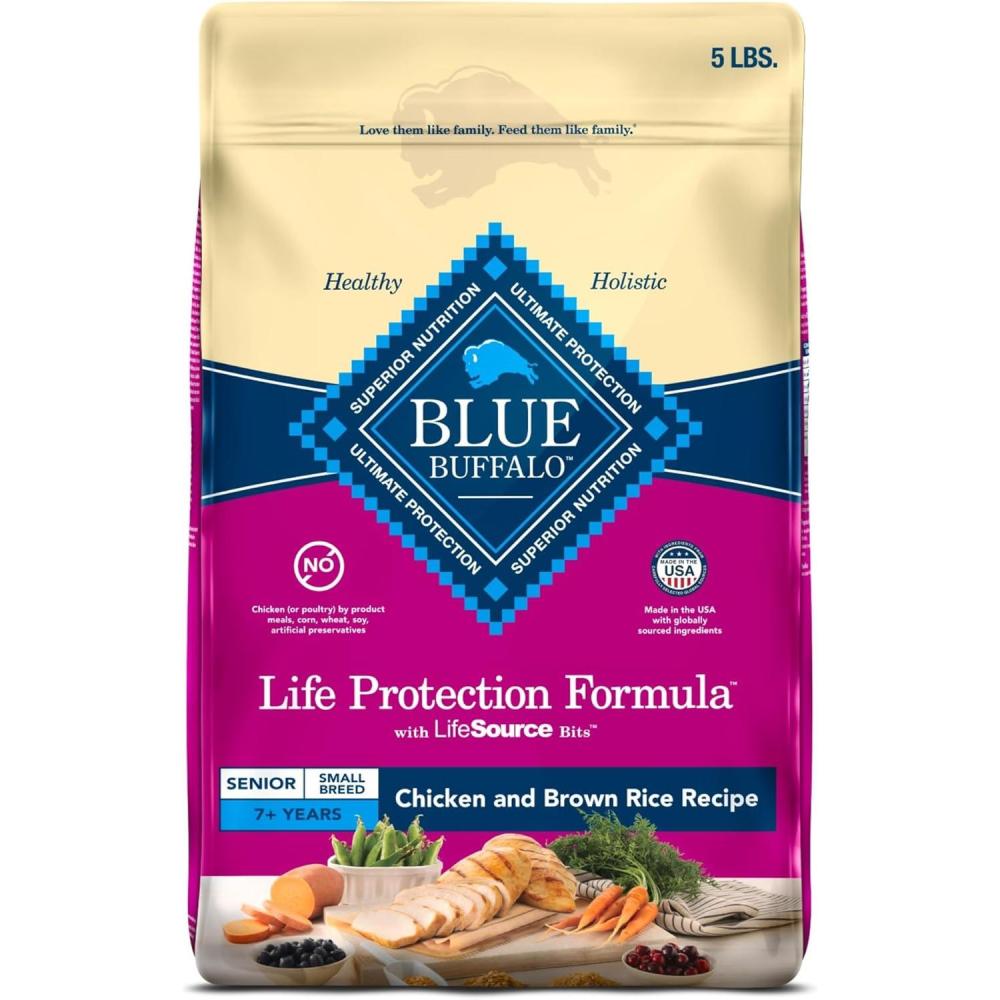 imageBlue Buffalo Life Protection Formula Small Breed Senior Dry Dog Food Supports Joint Health and Immunity Made with Natural Ingredients Chicken amp Brown Rice Recipe 5lb BagChicken Brown Rice