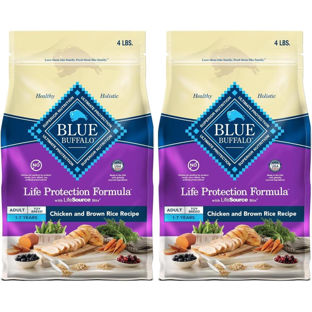imageBlue Buffalo Life Protection Formula Toy Breed Adult Dry Dog Food Supports High Energy Needs Made with Natural Ingredients Chicken amp Brown Rice Recipe 4lb Bag4 Pound Pack of 2