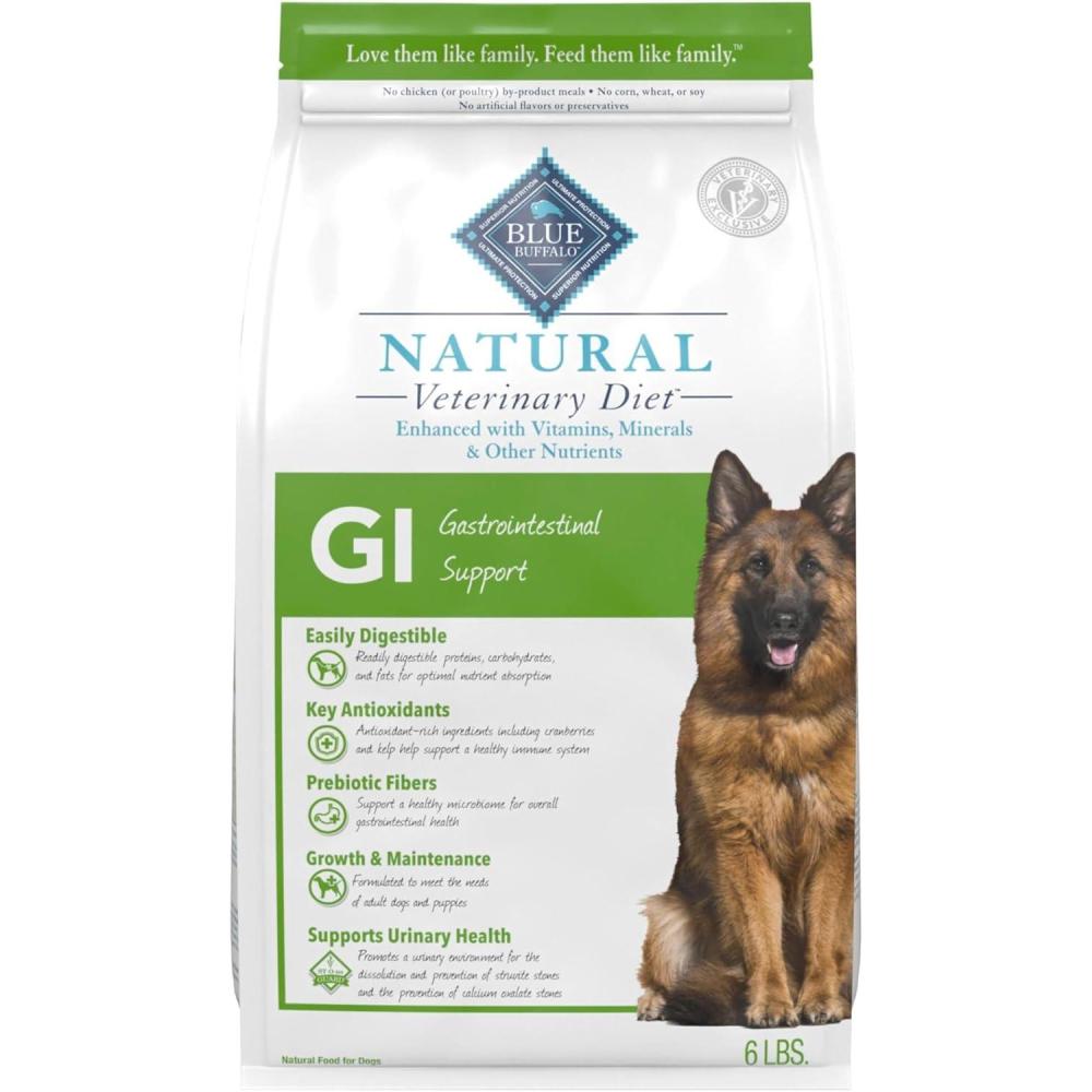 imageBlue Buffalo Natural Veterinary Diet GI Gastrointestinal Support Dry Dog Food Veterinarians Prescription Required Chicken 22lb Bag6 Pound Pack of 1