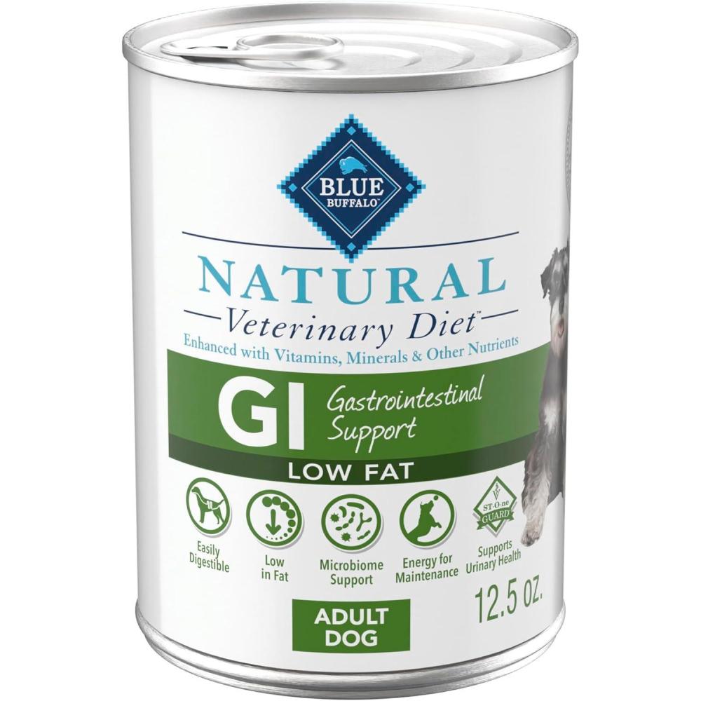 imageBlue Buffalo Natural Veterinary Diet GI Low Fat Gastrointestinal Support Wet Dog Food Veterinarians Prescription Required Whitefish 125oz Can Pack of 12