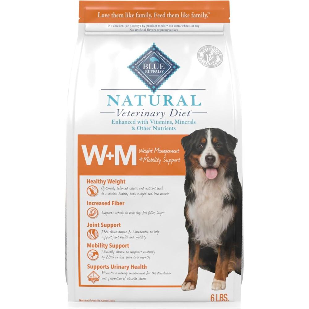 imageBlue Buffalo Natural Veterinary Diet WM Dry Dog Food Weight Management Mobility Formula Veterinarian Prescription Required Salmon 22lb BagSalmon