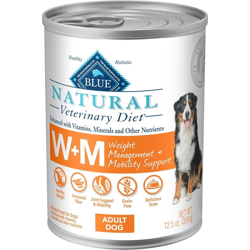 imageBlue Buffalo Natural Veterinary Diet WM Weight Management Mobility Support Wet Dog Food Whitefish 125oz cans Pack of 12