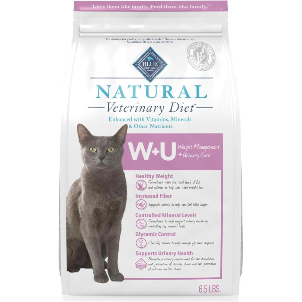 imageBlue Buffalo Natural Veterinary Diet WU Weight Management Urinary Care Dry Cat Food Veterinarian Prescription Required Chicken 65lb Bag