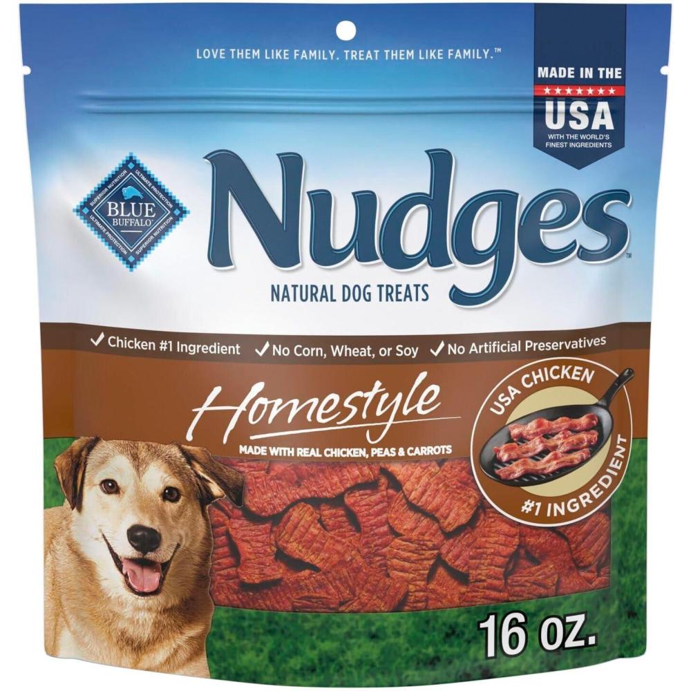 imageBlue Buffalo Nudges Grillers Natural Dog Treats Made in the USA with Real Steak 16oz BagChicken and Bacon