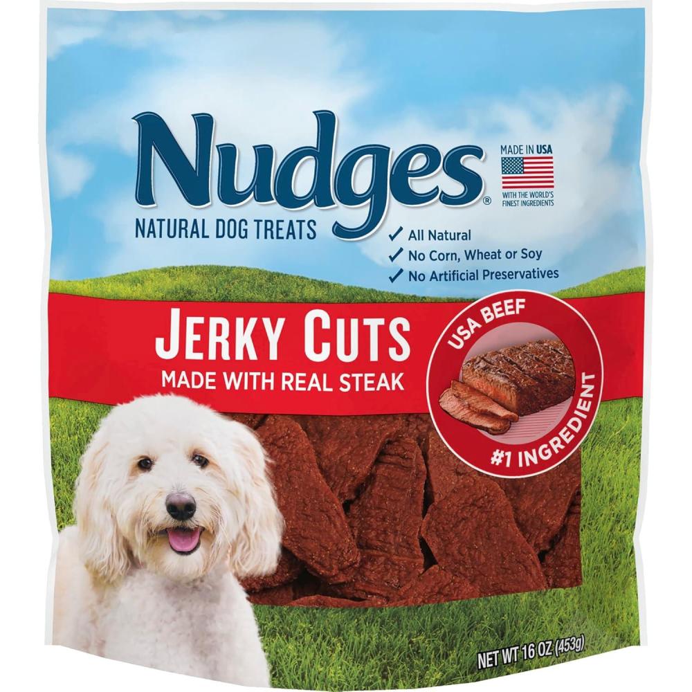 imageBlue Buffalo Nudges Jerky Bites Dog Treats Made in the USA with Natural Ingredients BiteSized Pieces Chicken 16oz BagBeef