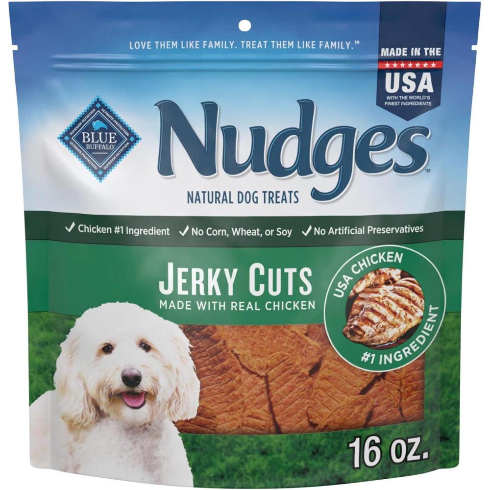 imageBlue Buffalo Nudges Jerky Bites Dog Treats Made in the USA with Natural Ingredients BiteSized Pieces Chicken 16oz BagChicken