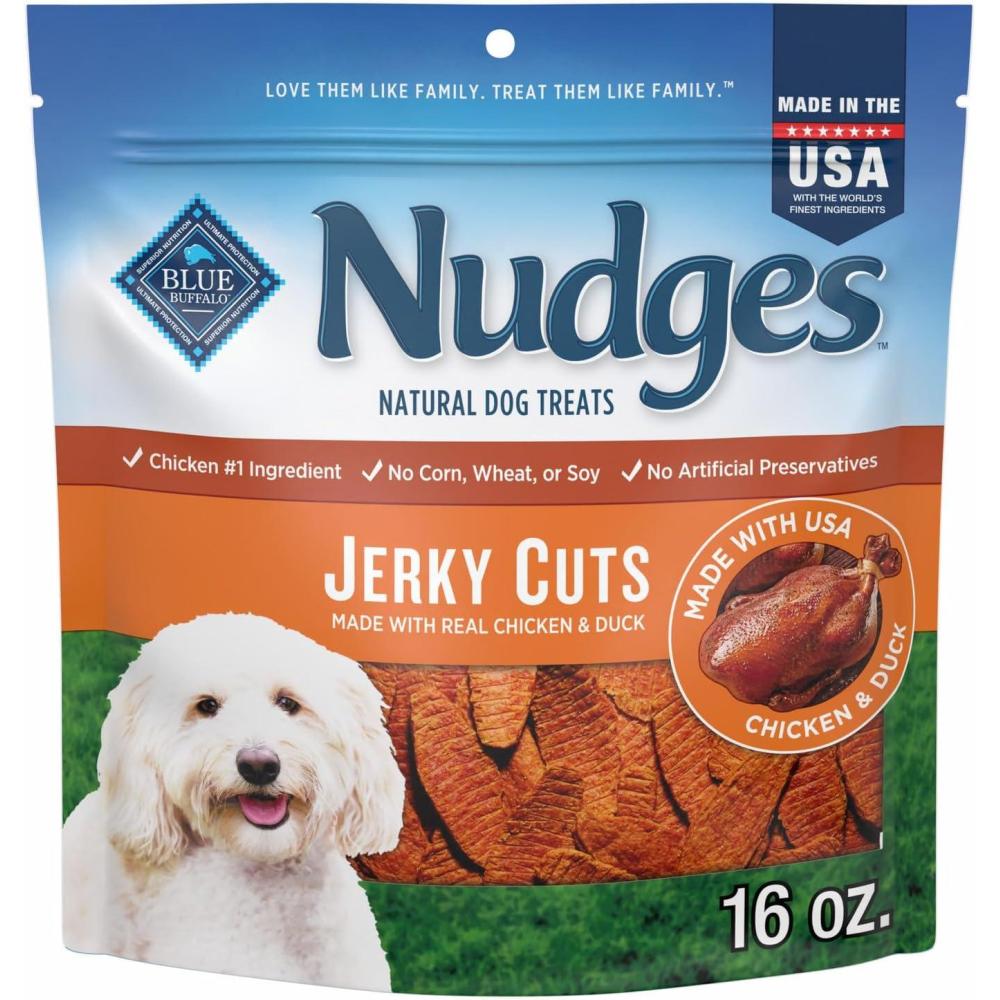 imageBlue Buffalo Nudges Jerky Bites Dog Treats Made in the USA with Natural Ingredients BiteSized Pieces Chicken 16oz BagChicken and Duck