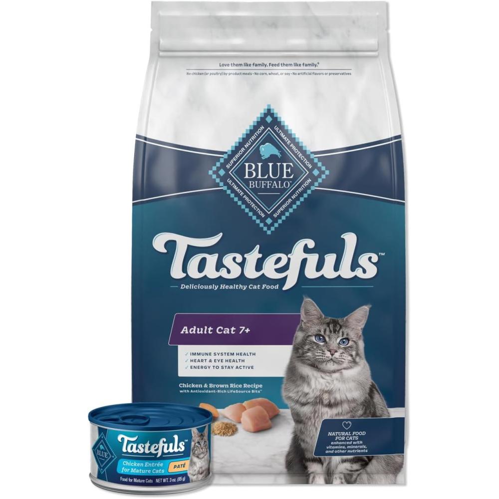 imageBlue Buffalo Tastefuls Adult 7 Natural Cat Food Bundle Dry and Wet Chicken 7lb Dry 3oz Cans 24ctBundle Dry Wet Chicken