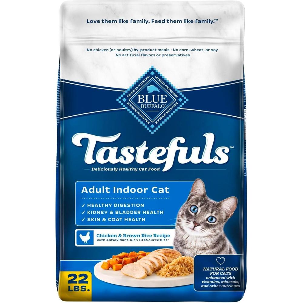 imageBlue Buffalo Tastefuls Adult Dry Cat Food Indoor Cat Formula Made in the USA with Natural Ingredients Chicken amp Brown Rice Recipe 22lb Bag