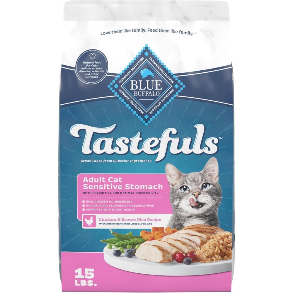 imageBlue Buffalo Tastefuls Adult Dry Cat Food Sensitive Stomach Formula Made in the USA with Natural Ingredients Chicken Recipe 7lb Bag15 Pound Pack of 1