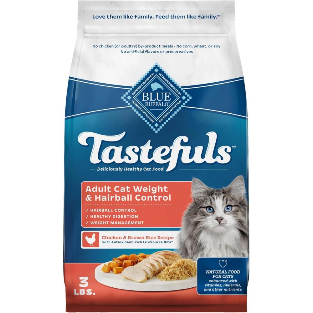 imageBlue Buffalo Tastefuls Adult Dry Cat Food for Weight Management amp Hairball Control Made in the USA with Natural Ingredients Chicken Recipe 7lb Bag3 Pound Pack of 1