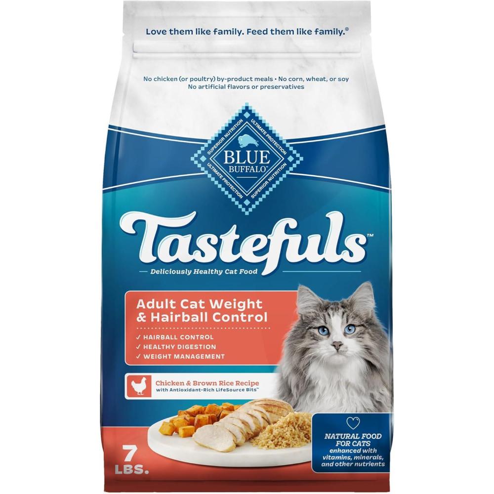 imageBlue Buffalo Tastefuls Adult Dry Cat Food for Weight Management amp Hairball Control Made in the USA with Natural Ingredients Chicken Recipe 7lb Bag7 Pound Pack of 1