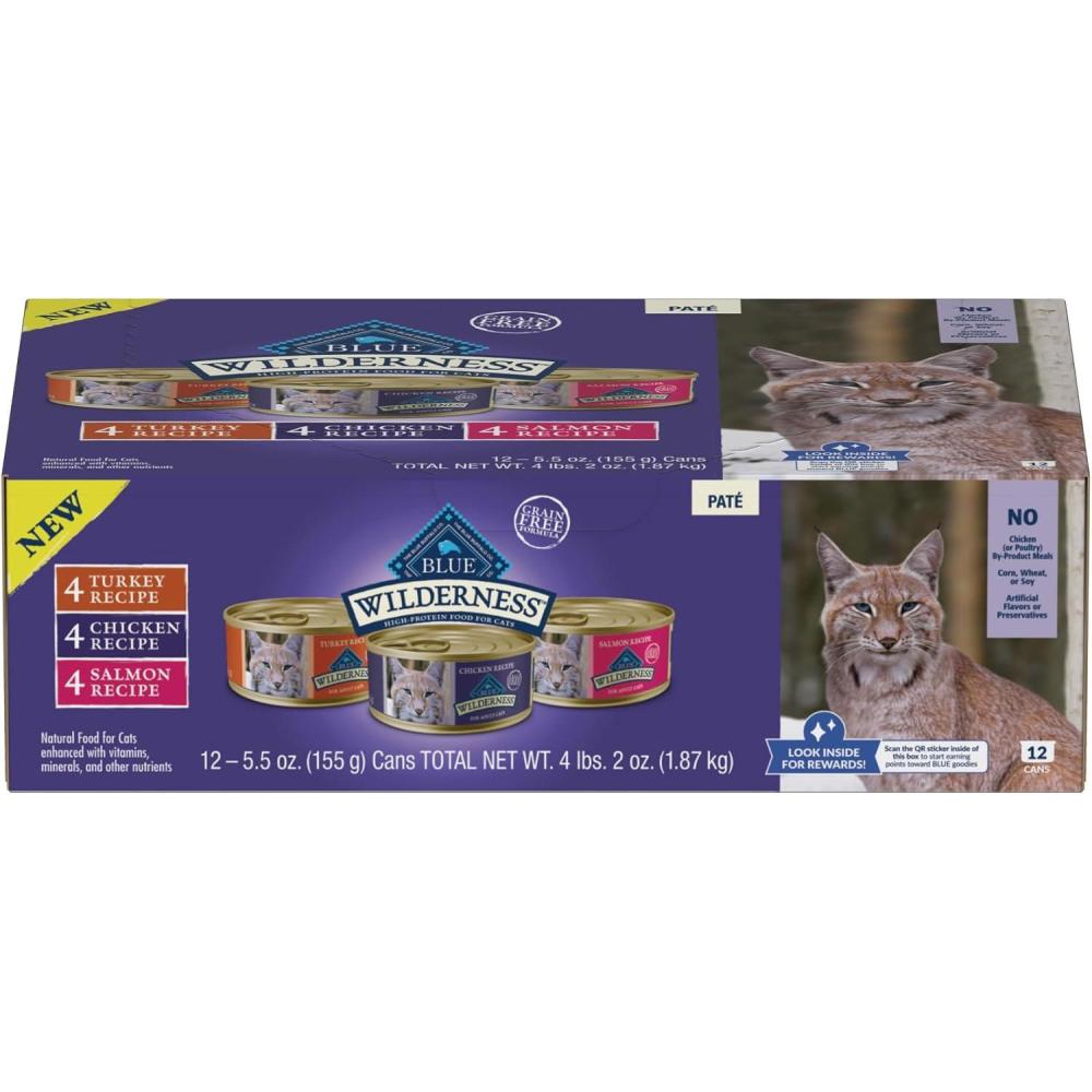 imageBlue Buffalo Tastefuls Flaked Wet Cat Food Variety Pack Made with Natural Ingredients Tuna Chicken Fish amp Shrimp 3oz Cans 12 Count 4 of EachChicken Salmon Turkey