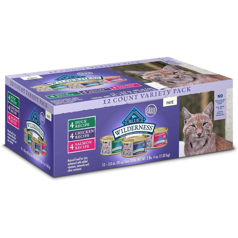 imageBlue Buffalo Tastefuls Flaked Wet Cat Food Variety Pack Made with Natural Ingredients Tuna Chicken Fish amp Shrimp 3oz Cans 12 Count 4 of EachVariety Pack Chicken Salmon Duck
