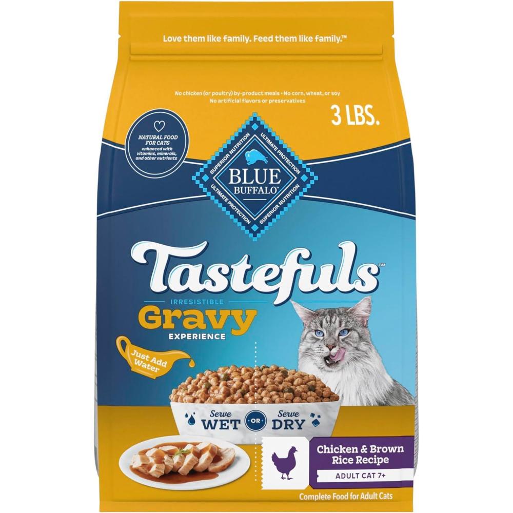 imageBlue Buffalo Tastefuls Irresistible Gravy Experience Adult Cat 7 Dry Food Chicken amp Brown Rice Recipe 7lb BagChicken