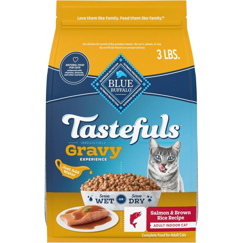 imageBlue Buffalo Tastefuls Irresistible Gravy Experience Adult Indoor Cat Dry Food Chicken amp Brown Rice Recipe 15lb BagSalmon