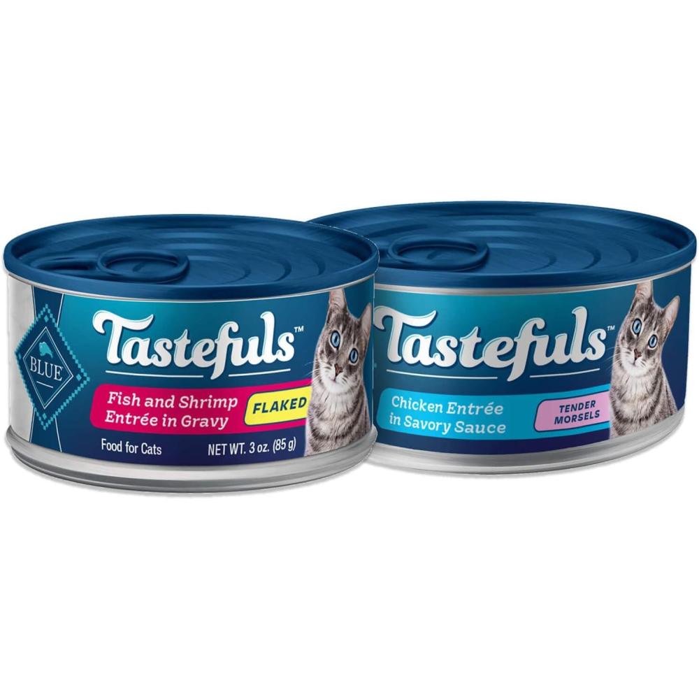 imageBlue Buffalo Tastefuls Natural Flaked and Tender Wet Cat Food Variety Bundle Fish amp Shrimp and Chicken