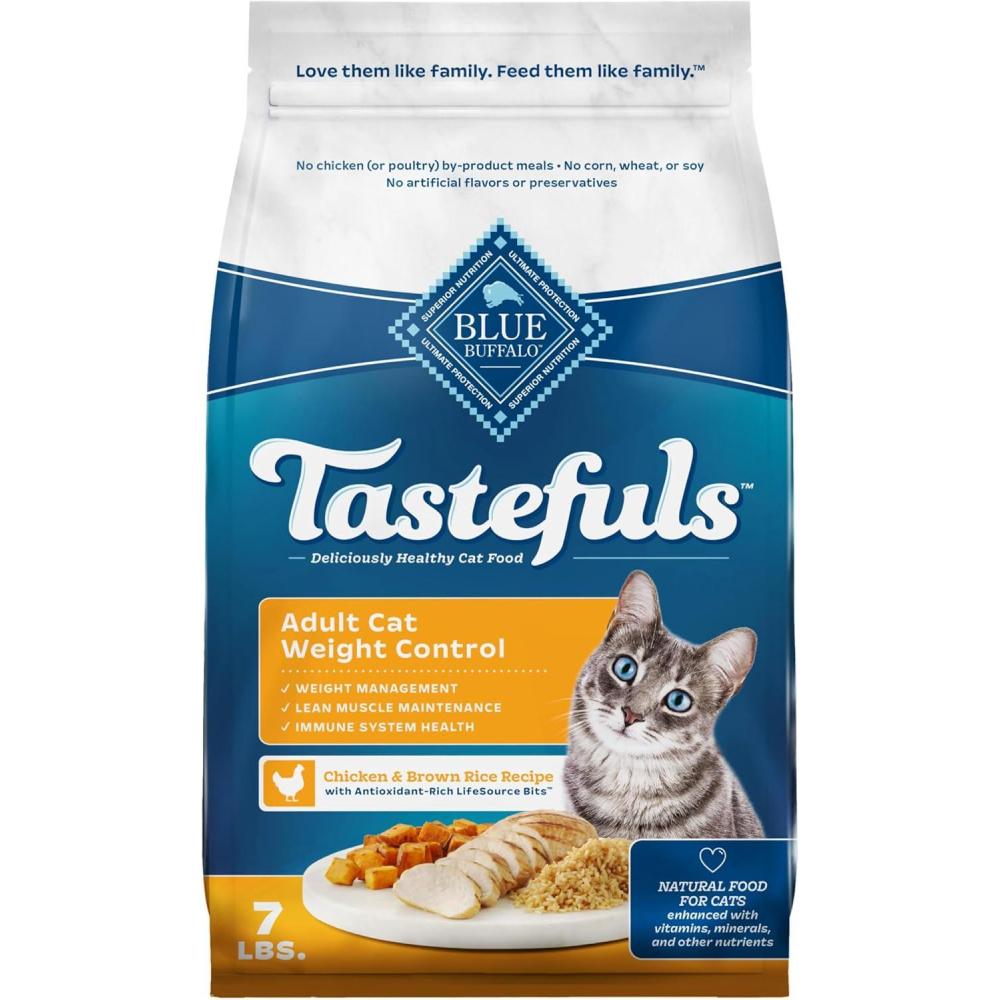 imageBlue Buffalo Tastefuls Natural Food for Adult Cats Weight Control 15lb BagChicken Brown Rice
