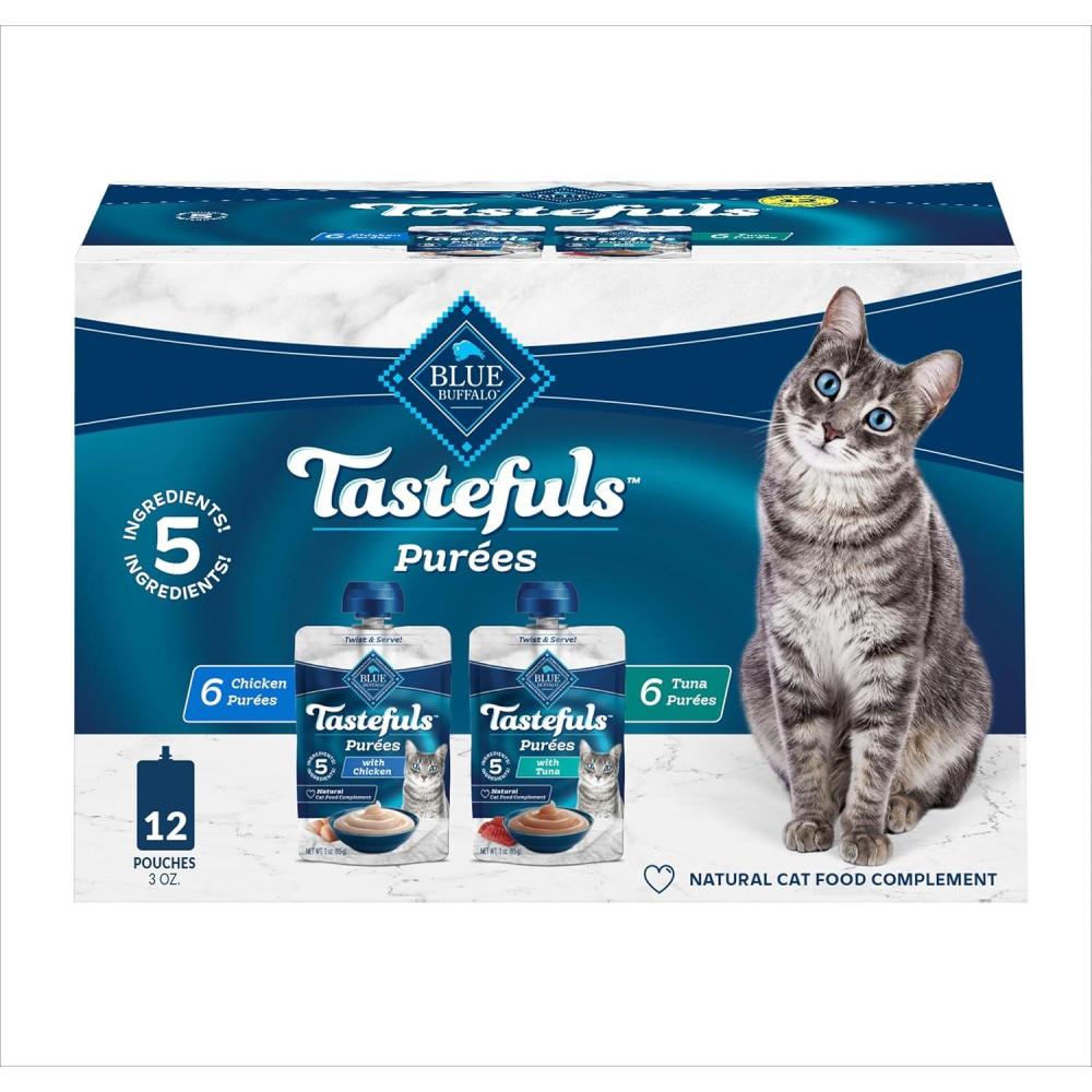imageBlue Buffalo Tastefuls Pures Variety Pack Natural Cat Food Complement Resealable Twist Cap Pouches Chicken and Tuna 3oz 12 Count 6 of Each FlavorChicken  Tuna