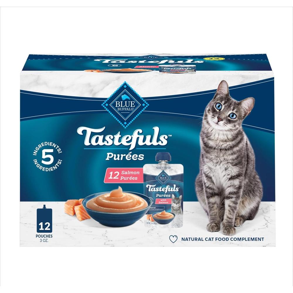 imageBlue Buffalo Tastefuls Pures Variety Pack Natural Cat Food Complement Resealable Twist Cap Pouches Chicken and Tuna 3oz 12 Count 6 of Each FlavorSalmon