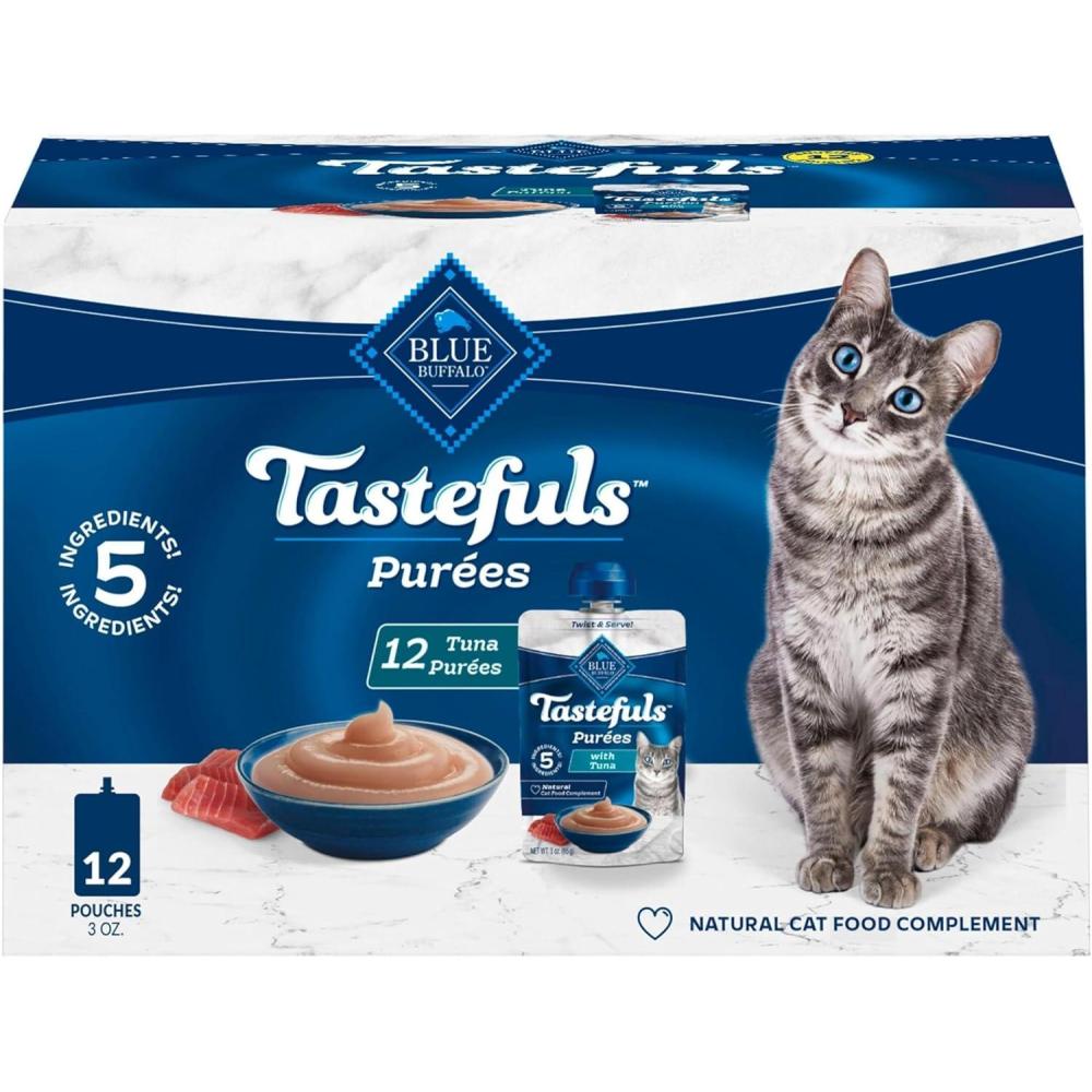 imageBlue Buffalo Tastefuls Pures Variety Pack Natural Cat Food Complement Resealable Twist Cap Pouches Chicken and Tuna 3oz 12 Count 6 of Each FlavorTuna