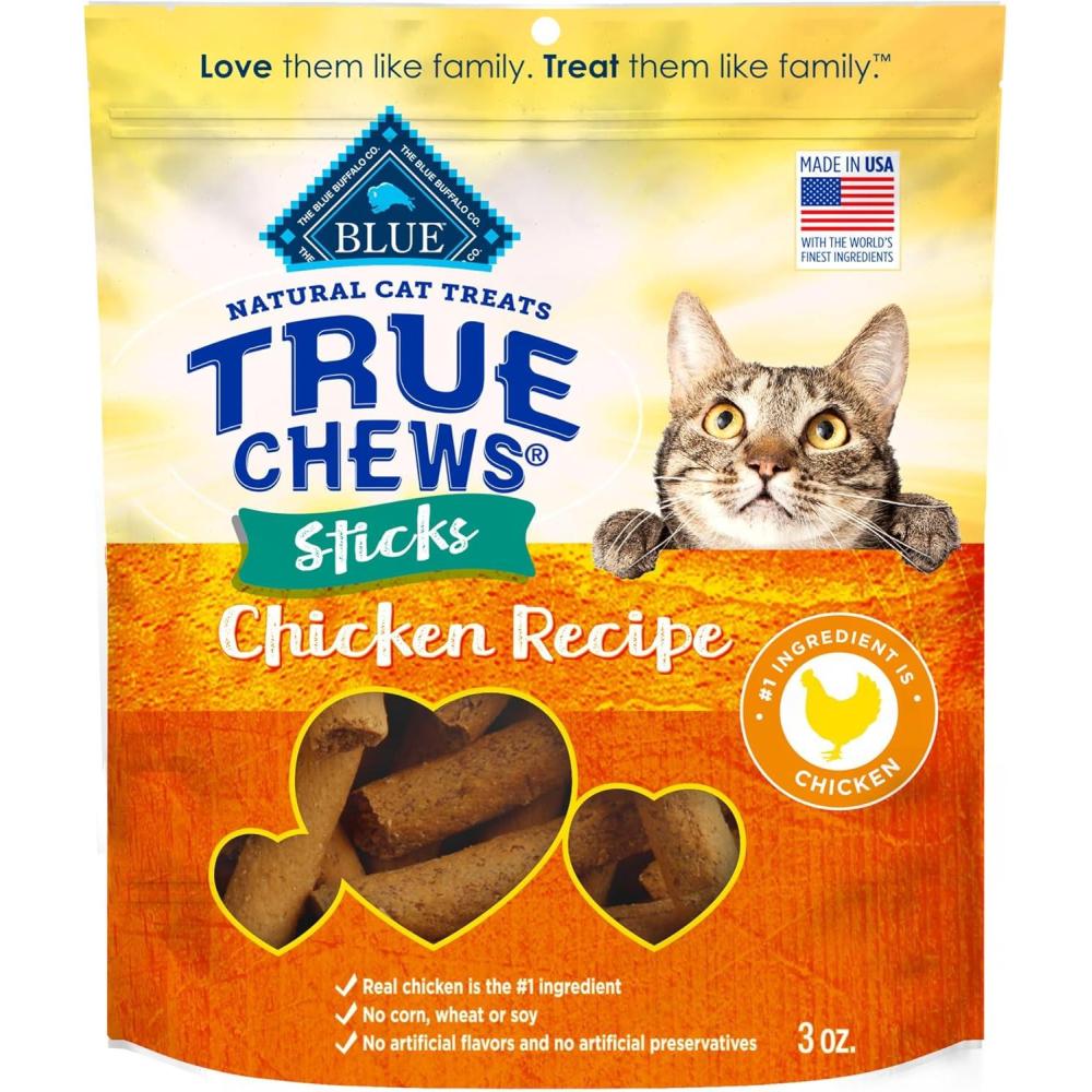 imageBlue Buffalo True Chews Sticks Natural Cat Treats Chicken Recipe Meaty amp Savory Treats Made in The USA 3oz Bag3 Ounce Pack of 1