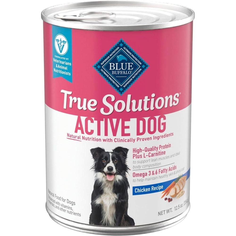 imageBlue Buffalo True Solutions Active Dog Wet Dog Food for Active Adult Dogs Made with Natural Ingredients Chicken 125oz Cans 12 Count