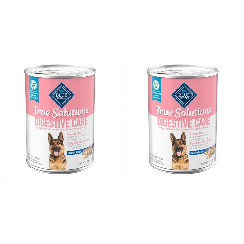 imageBlue Buffalo True Solutions Digestive Care Wet Dog Food for Adult Dogs Made with Natural Ingredients Chicken 125oz Cans 12 Count104 Ounce Pack of 24