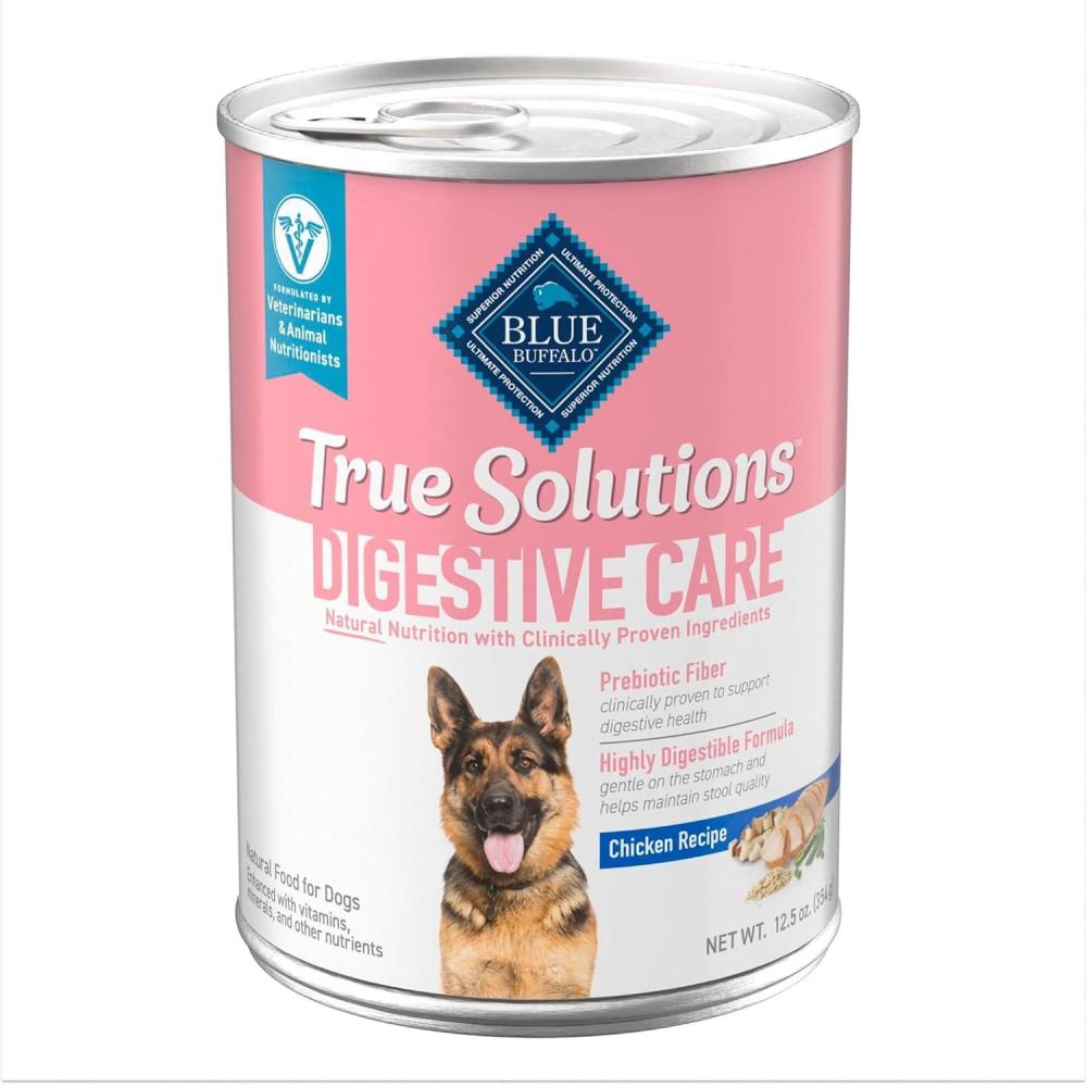 imageBlue Buffalo True Solutions Digestive Care Wet Dog Food for Adult Dogs Made with Natural Ingredients Chicken 125oz Cans 12 Count125 Ounce Pack of 12