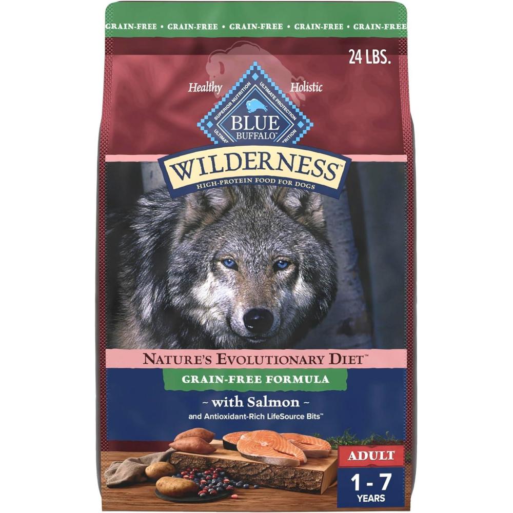 imageBlue Buffalo Wilderness Adult HighProtein Dry Dog Food with Real Salmon GrainFree Made in the USA with Natural Ingredients Salmon 24lb BagSalmon