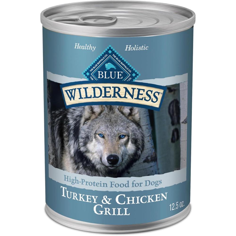 imageBlue Buffalo Wilderness Adult Wet Dog Food HighProtein amp GrainFree Made with Natural Ingredients Salmon amp Chicken Grill 125oz Cans 12 CountTurkey Chicken
