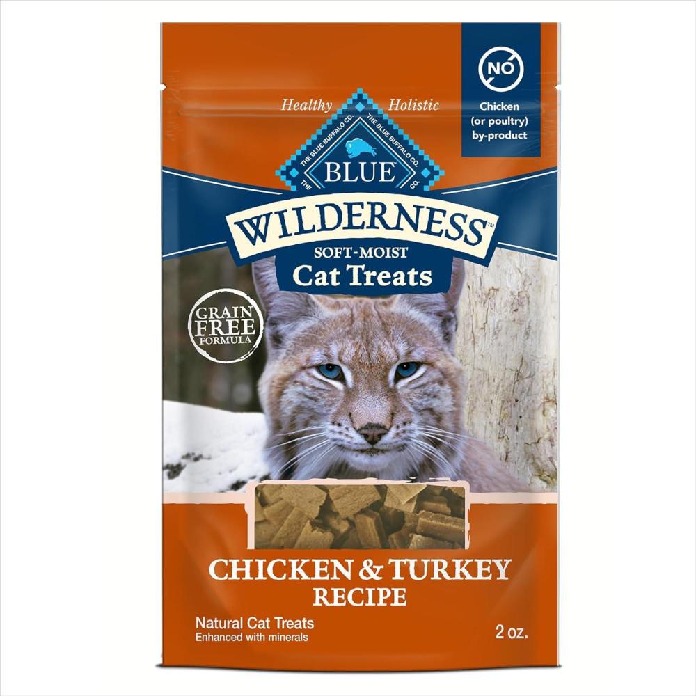 imageBlue Buffalo Wilderness High Protein Crunchy Cat Treats Made with Natural Ingredients Tasty Trout 2oz Bag Pack of 12Chicken Turkey