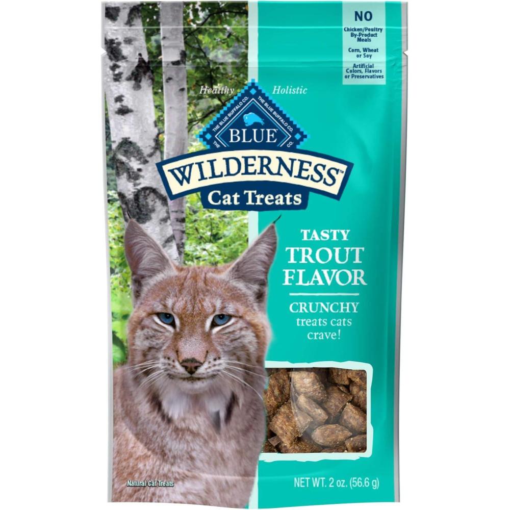 imageBlue Buffalo Wilderness High Protein Crunchy Cat Treats Made with Natural Ingredients Tasty Trout 2oz Bag Pack of 12Trout