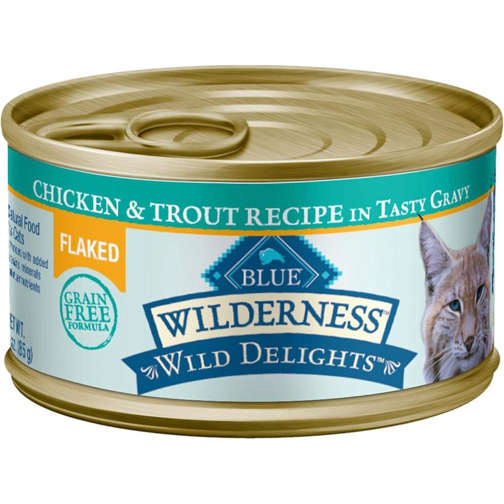 imageBlue Buffalo Wilderness High Protein Grain Free Natural Kitten Pate Wet Cat Food Chicken amp Salmon 3oz cans 48 Count 24 of Each FlavorChicken Trout