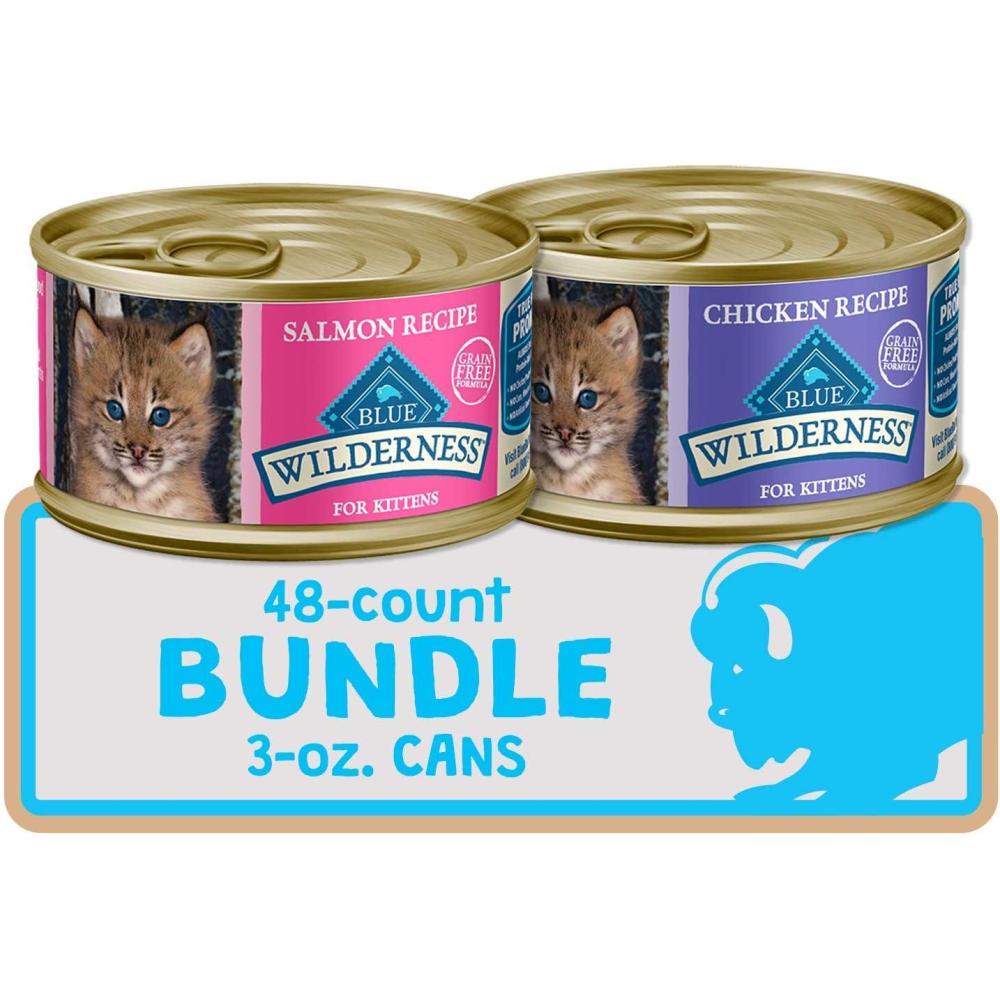 imageBlue Buffalo Wilderness High Protein Grain Free Natural Kitten Pate Wet Cat Food Chicken amp Salmon 3oz cans 48 Count 24 of Each FlavorVariety Pack Chicken Salmon