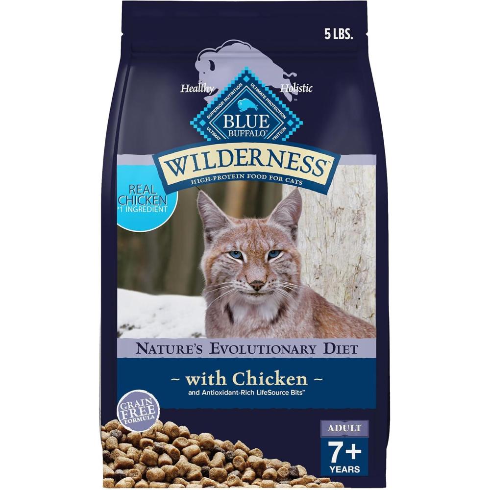 imageBlue Buffalo Wilderness High Protein Natural Mature Grain Free Cat Food Bundle Dry amp Wet Cat Food Chicken 5lb Dry 24 x 3oz CansChicken
