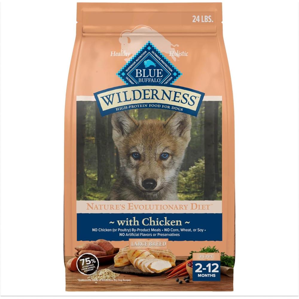 imageBlue Buffalo Wilderness HighProtein Dry Dog Food for Large Breed Puppies Made in The USA with Natural Ingredients Plus Wholesome Grains Chicken 24lb Bag15 Pound Pack of 1