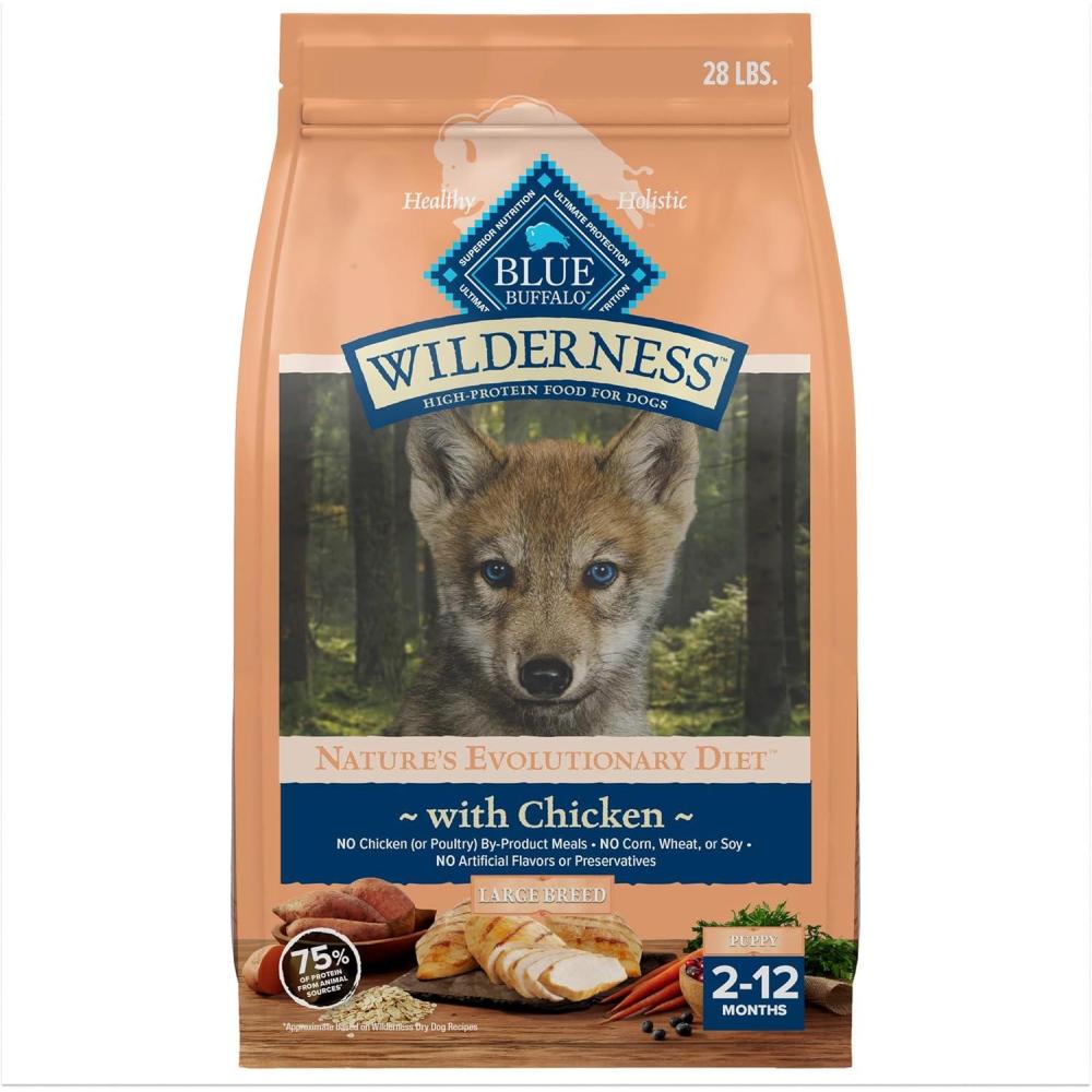 imageBlue Buffalo Wilderness HighProtein Dry Dog Food for Large Breed Puppies Made in The USA with Natural Ingredients Plus Wholesome Grains Chicken 24lb Bag28 Pound Pack of 1