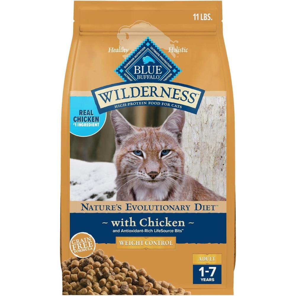 imageBlue Buffalo Wilderness HighProtein GrainFree Natural Dry Food for Adult Cats Weight Control Chicken 11lb BagChicken