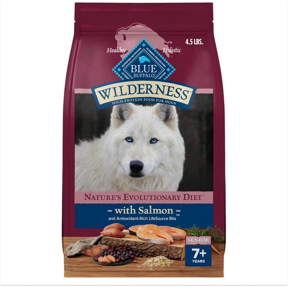 imageBlue Buffalo Wilderness HighProtein Natural Dry Food for Senior Dogs Salmon Recipe 24lb Bag45 Pound Pack of 1