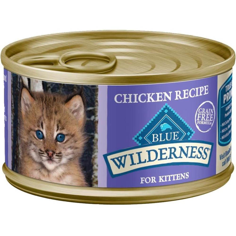 imageBlue Buffalo Wilderness Kitten Food HighProtein amp GrainFree Wet Cat Food Pat Variety Pack Chicken amp Salmon Recipes 3oz Cans 6 Count 3 of EachChicken
