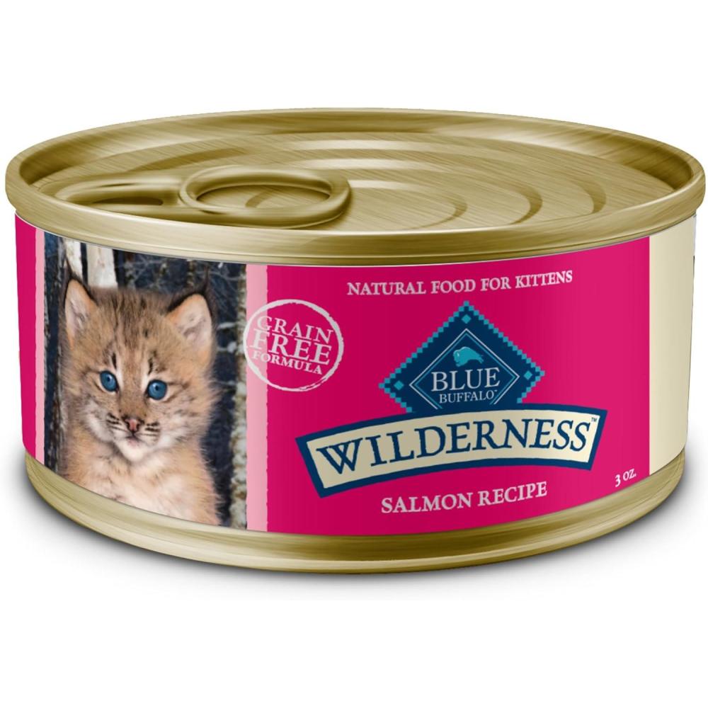 imageBlue Buffalo Wilderness Kitten Food HighProtein amp GrainFree Wet Cat Food Pat Variety Pack Chicken amp Salmon Recipes 3oz Cans 6 Count 3 of EachSalmon